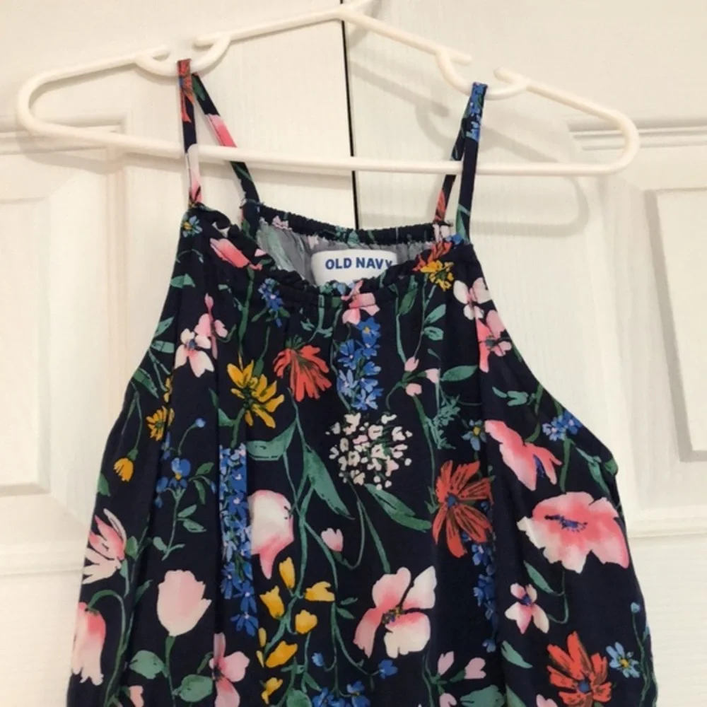 Girls old Navy spaghetti tank dress floral print‎ small 6-7